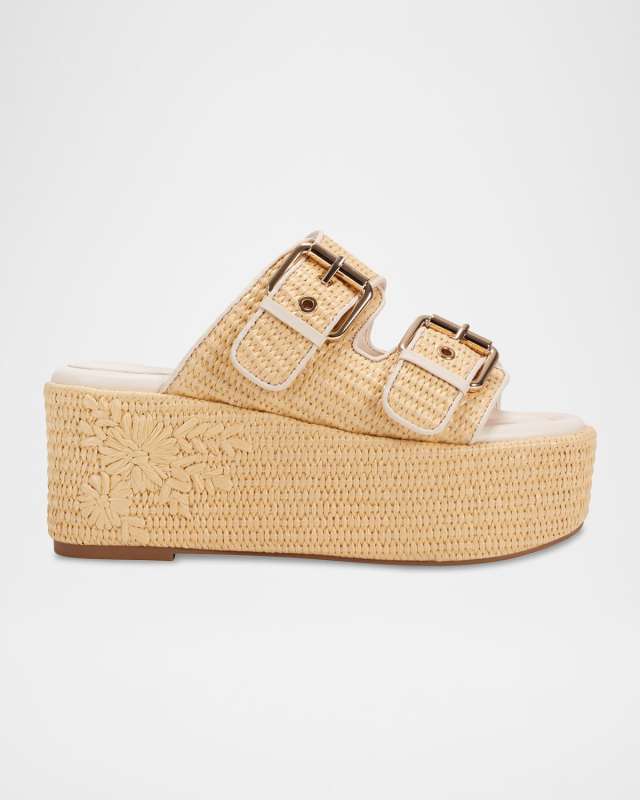 Poppy Floral Dual-Buckle Platform Sandals